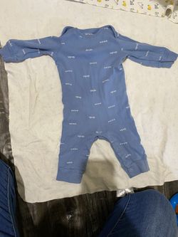 6 month onesie, “mama, dada” print, blue