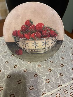 Strawberry porcelain wall art