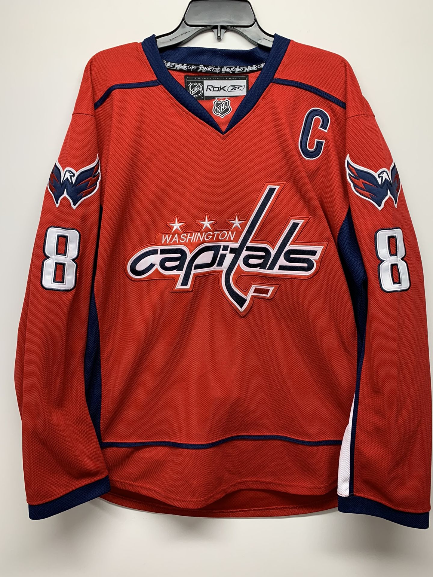 Reebok CCM Alex Ovechkin 8 Washington Capitals Jersey Sz 52 Fight Strap Stitched.