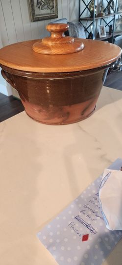 Stoneware Crock with Wooden Lid