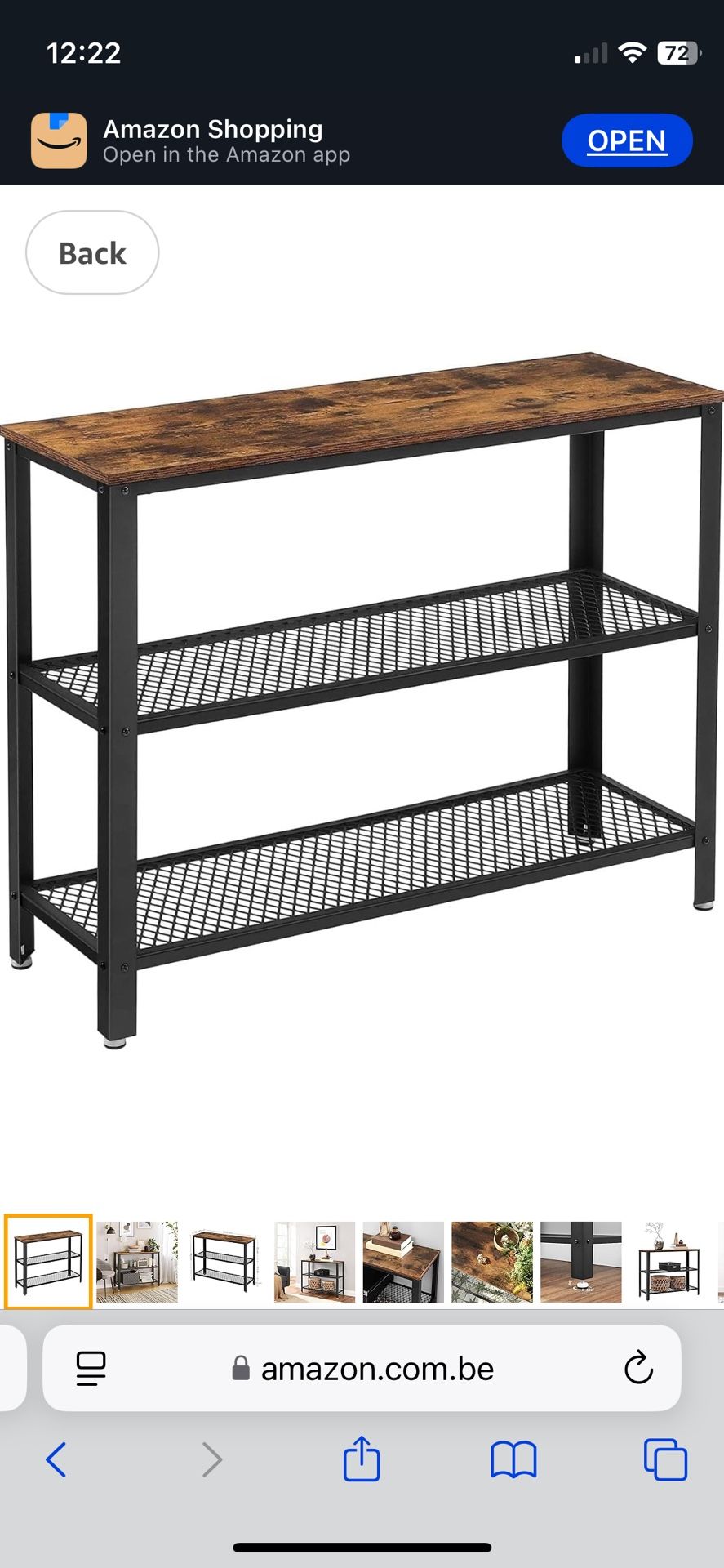 40" Industrial Console Table, 3 Tier Entryway Table with Storage Shelf