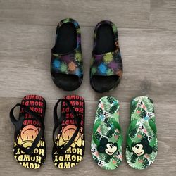 Kids Sandals Flip Flops Slides Bundle 11-12 Disney Mickey Mouse LOT $5 FOR ALL 