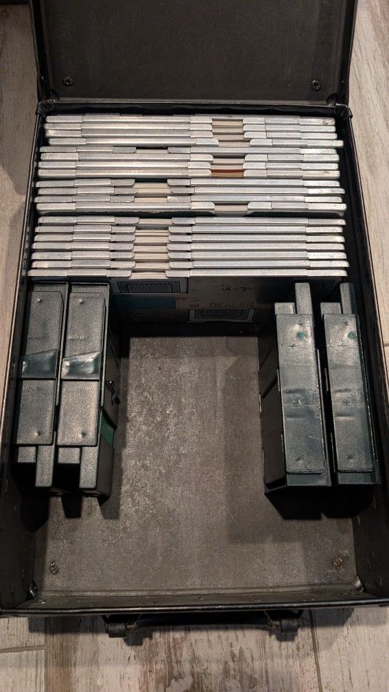 19 Vintage Aluminum Dealer Duplicate Bridge Card Holder Board & Card Decks Game Bet Placing Box