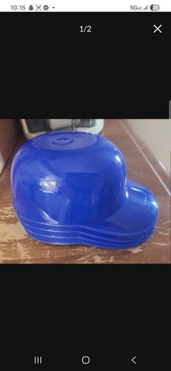 Blue Plastic Baseball Helmet Snack Bowls