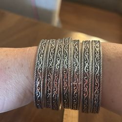 925 Sterling Silver Set Of 7 Bracelets 
