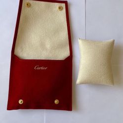 CARTIER Watch / Jewelry travel case, pouch, cushion, two extra pockets.  Suede Leather.  New  Made in Spain