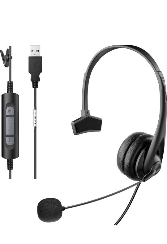 NEW! USB Headset w/ Microphone for Computer, Wired Stereo Headset with Microphone, Mute, Volume Control