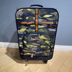 Pottery Barn Kids Spinner Roller Suitcase Luggage Dinosaur Camouflage Print
