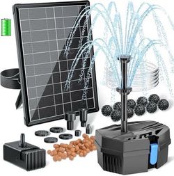 8W Solar Pond Filter with Built-in 3000mAh Battery Backup, Solar Fountain Pump, Pond Filter