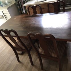 Wood Trestle Style Dining Table & Bench
