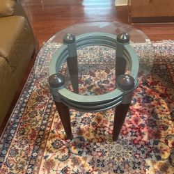 Bernhardt Design Glass Side/coffee Table with Solid Cherry Legs