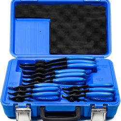 12 Piece Versatile Retaining Snap Ring Pliers set, Heavy Duty Fixed Tip Combination Internal/ External Snap-ring Pliers for 0.038in 0.047in 0.070in O.