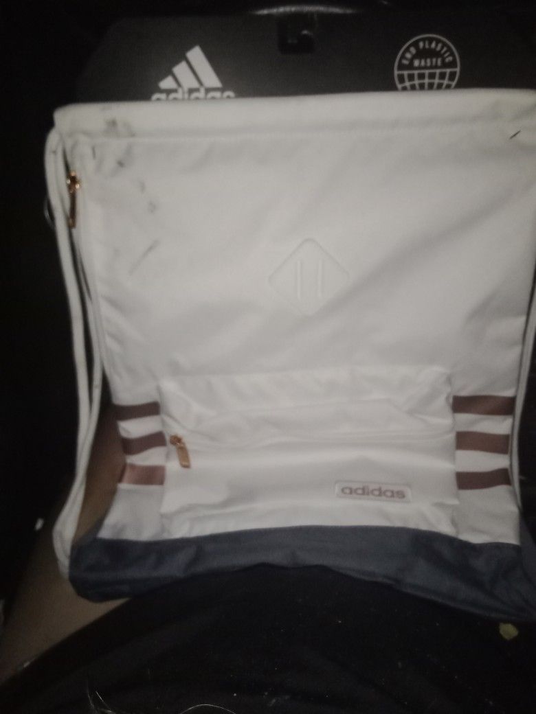 Adidas White String Backpack