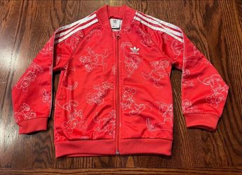 Adidas Disney Track Jacket Size 5-6 Years Red White Mickey + Friends