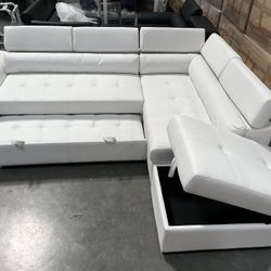 New! Modern White Sectional Sofa Bed, Sofa Bed, Sectional Sofa Bed With Storage Ottoman, Sofa Bed, Sectional, Sectionals 