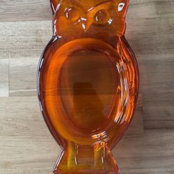 OWL Glass Ashtray/Trinket Dish, RARE, Viking Glass, Amberina