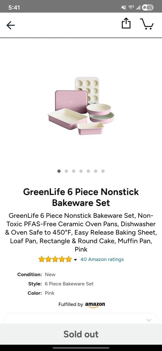 Pink Greenlife 6 Piece Nonstick Bakeware Set