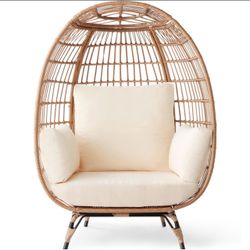 Best Choice Products Wicker Egg Chair Oversized Indoor Outdoor Patio Lounger w/Steel Frame
