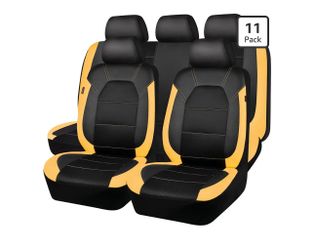 CAR PASS Leather Seat Covers, Breathable Universal Car Seat Cover Full Set for Cute Women Girly,5mm Composite Sponge Inside,Airbag Compatible Fits Mos