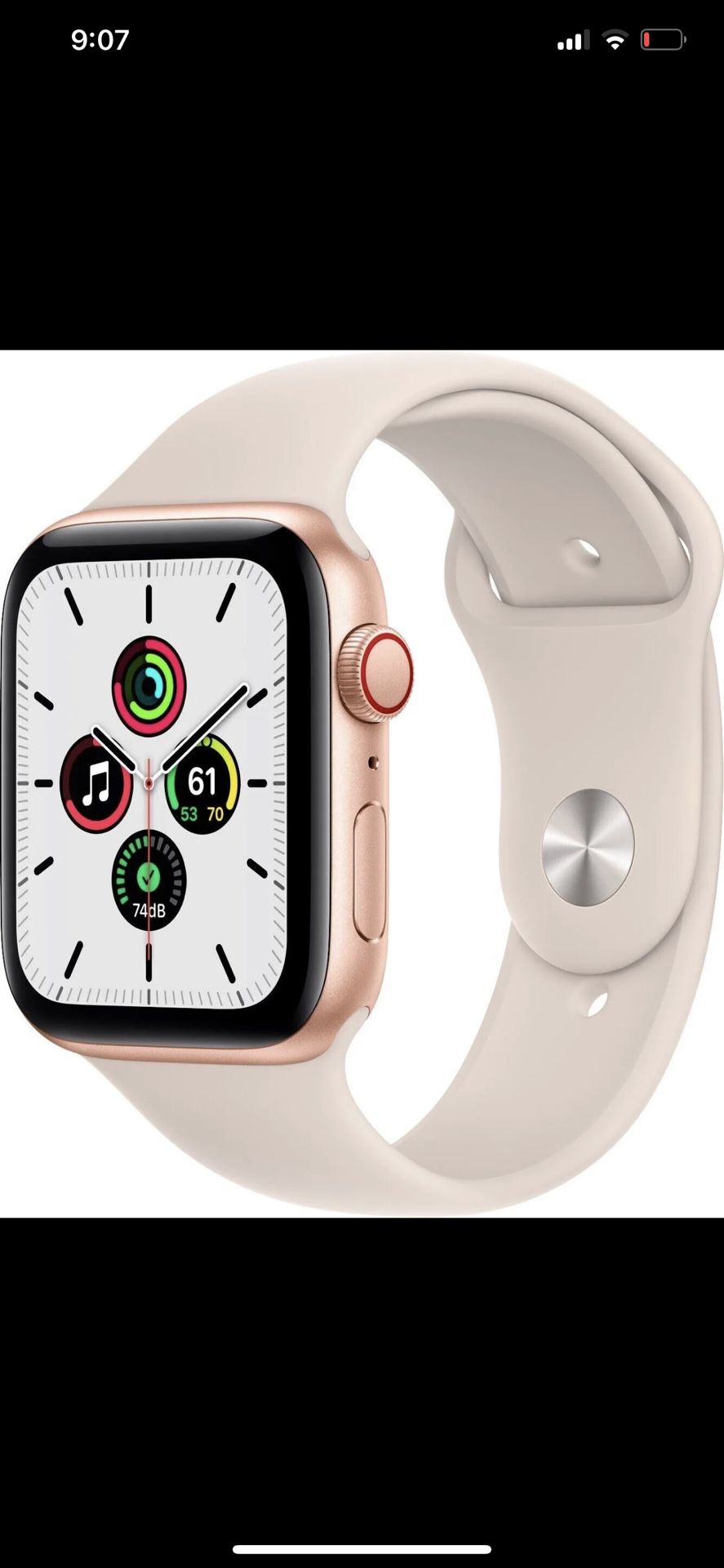 Apple Watch SE (GPS) 44mm Gold Aluminum Case w/ Starlight Sport