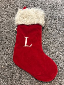Monogram 'L' Red Velvet Christmas Stocking