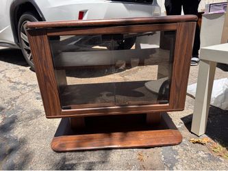 Vintage Swivel Rotating TV Stand / Media Cabinet – Retro Wood Stereo Cabinet