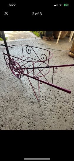 Purple Metal Wheelbarrow Plant Stand