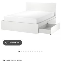 Full Size Used ikea Malm Bed With Mattress