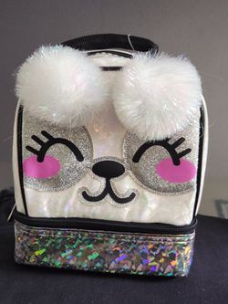 PANDA POM POM LUNCH BAG with Dual Compartment Zipper Et