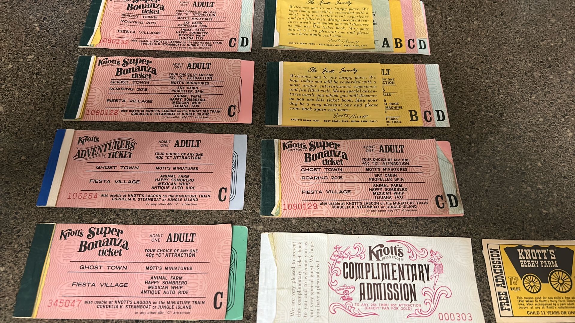 Vintage Knotts Ticket Books.