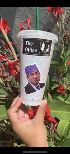 The office Starbucks glitter cup