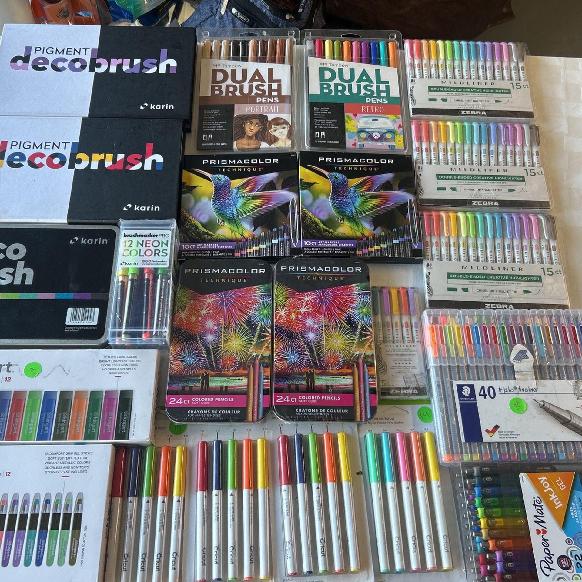 Lot Bundle Of 22 Packs Of Markers Pens Coloring Pencils