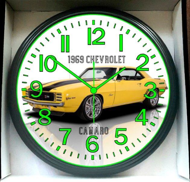 1969 Chevrolet Chevy Camaro Garage Shop Glow In The Dark Wall Clock New