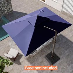 Double Top 13 ft. x 10 ft. Large Rectangular Aluminum Heavy-Duty 360° Rotation Cantilever Patio Umbrella in Navy Blue
