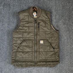 Carhartt Men's Lightweight Rain Defender Green Quilted Vest Size Large