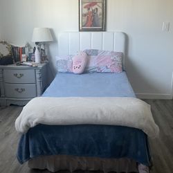 White Velvet Twin Sized Bed frame 