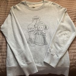 KAWS x Uniqlo x “Sesame Street Companion Trash Can Outline” Unisex Size M Long Sleeve