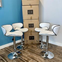 Brand New! $60 EACH White Curvy Bar Stools Chairs