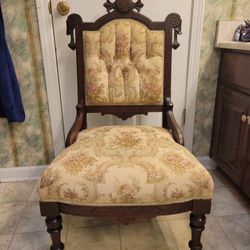 Antique Eastlake Victorian Crewel Ladies Chair Excellent Condition. 
