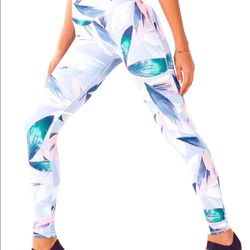 Fabletics tropical leaf-print leggings size XS