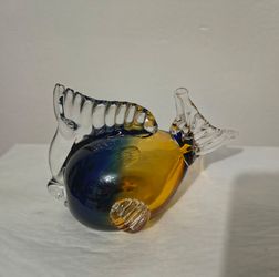BLOWN GLASS FISH FIGURINE 5"×4"
