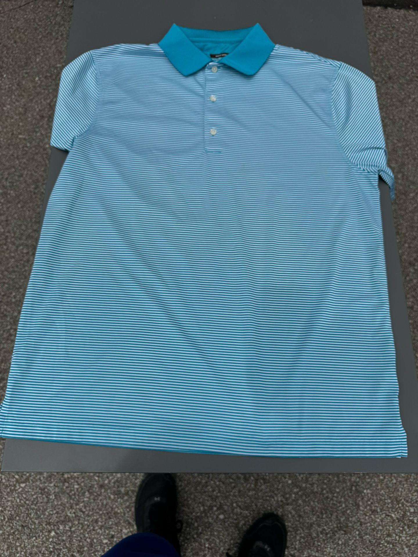 Greg Norman mens blue With White Stripes Play Dry golf polo shirt XL
