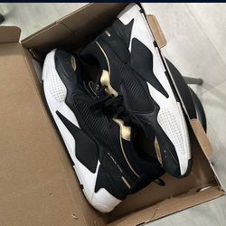 PUMA RSX TROPHY BLK GLD SZ 12 $40