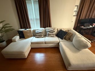 Upholstered Couch and Storage Ottoman Bench