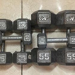 SET OF DUMBBELLS (PAIRS OF) : 10s  25s  55s 