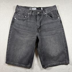 Levis SilverTab Denim Shorts Men 30 Black Loose Fit Jorts Light Wash Baggy #2395