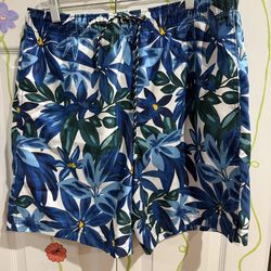 Nautica mens floral swim trunks M