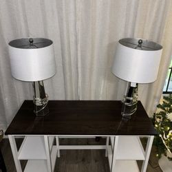 Mirrored Lamp And Desk For Sale 