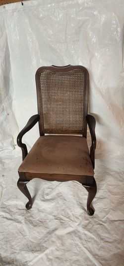 Vintage Wood Armchair with Cane Back