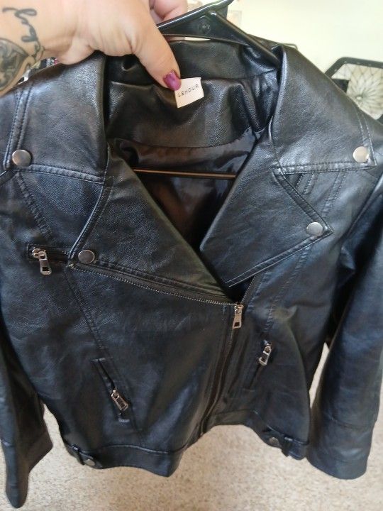 Women's Lehour Size 170 Black Leather Jacket
